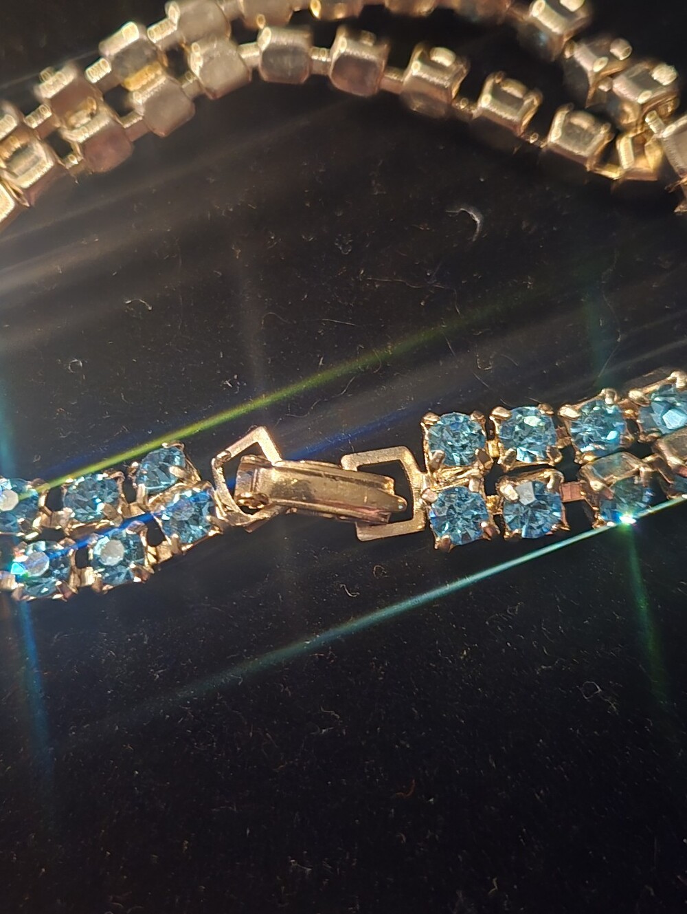VIntage Sparkling Aqua Blue Rhinestone Tennis BraceletWomen's Jewelry